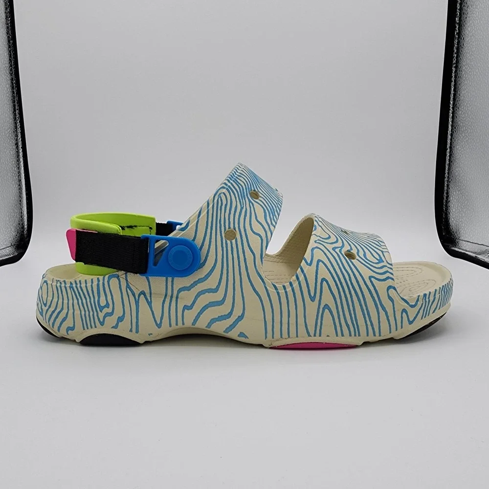 Crocs Classic All Terrain Topographic‎ Sandals Mens Size 12 Bone Multi Color NEW